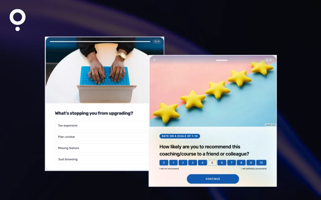 Visual with popup quiz with feedback forms