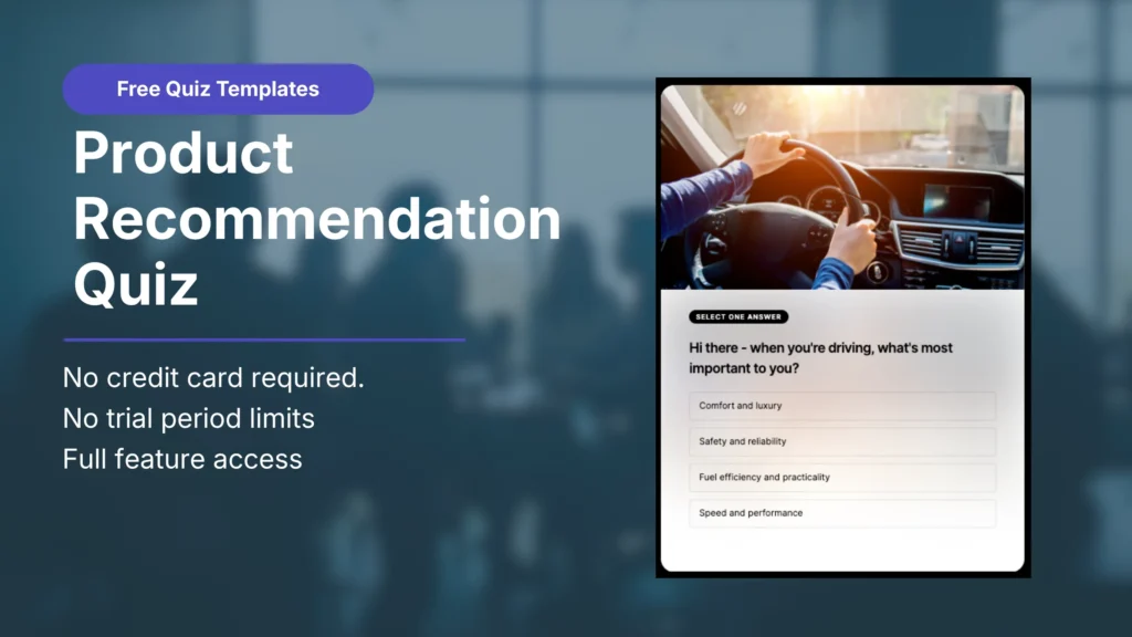product recommendation quiz template
